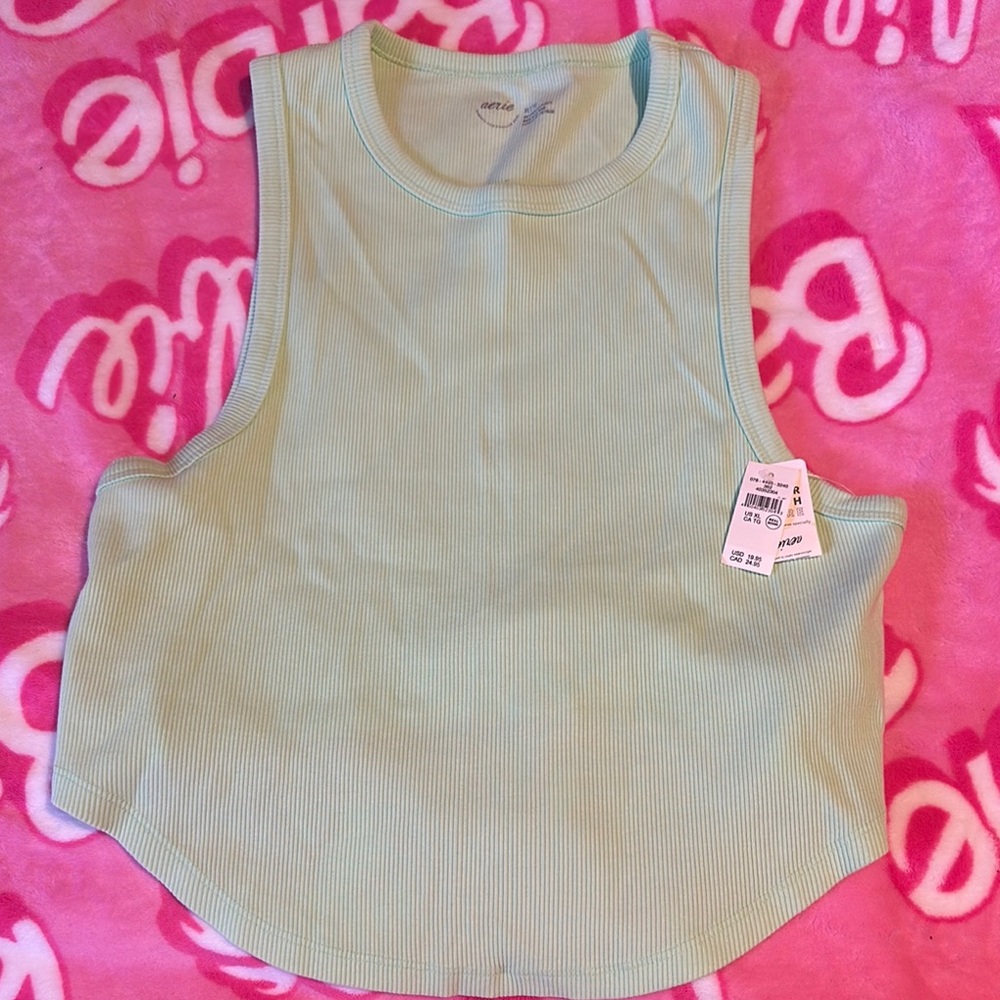 Green Ribbed Tank Top